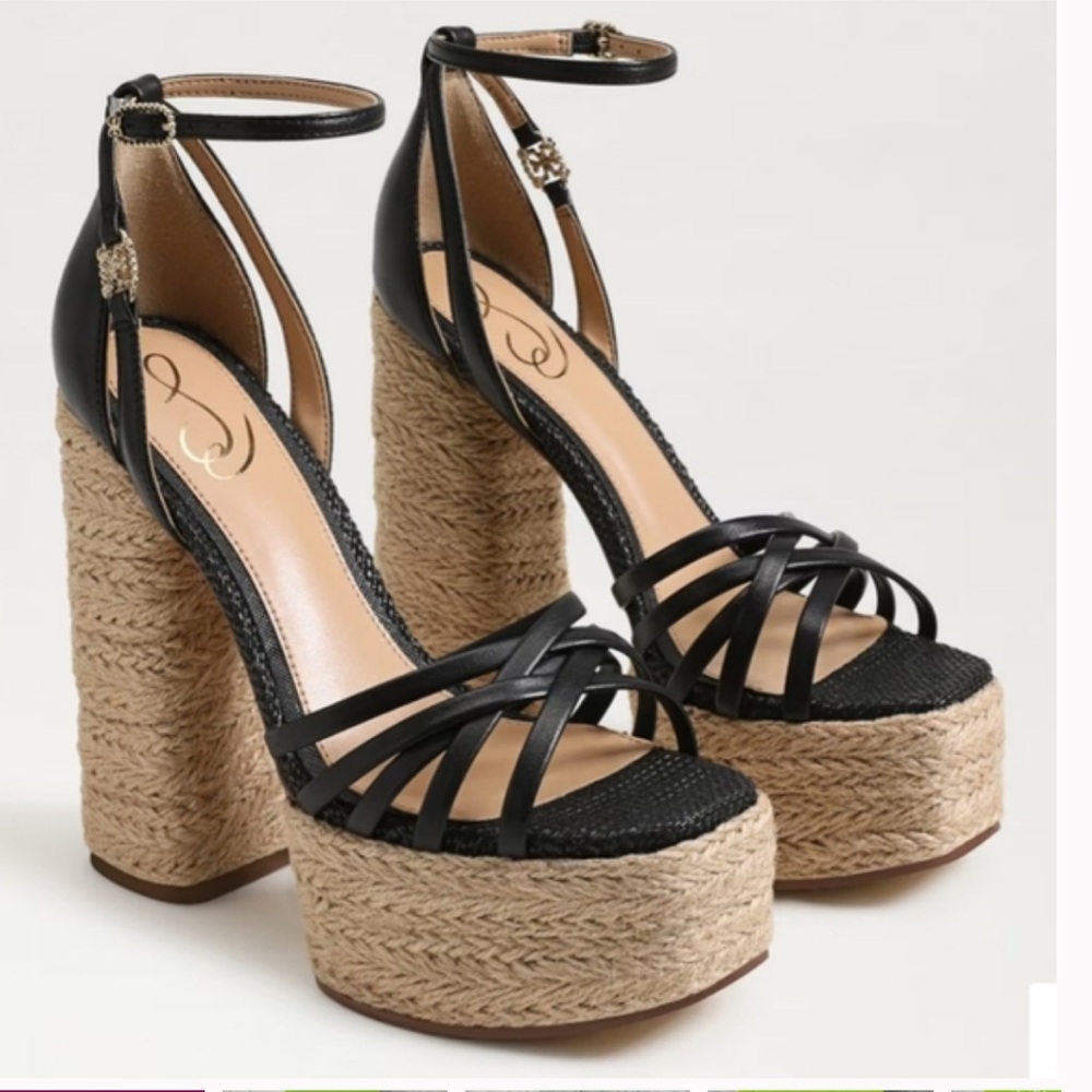 Sam Edelman Black and Tan Platform Heels 9.5